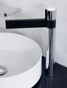 Milli Axon Extended Basin Mixer in black and chrome $699 (in situ)