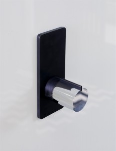 Milli Axon Shower Wall Mixer in black and chrome $399 RRP (in situ)