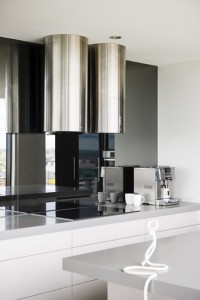 Modern Kitchen, Grey Bench Top, Black and White
