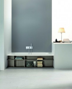 Kelly Freestanding Bath with Wood cabinet