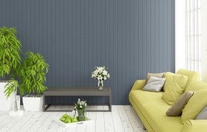Modern bright interior with large window . 3D rendering