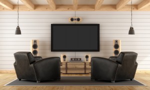 Home cinema system with vintage furniture
